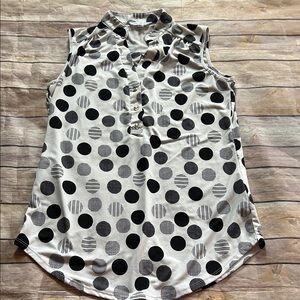 PerSeption Concept Monochrome Polka Dot Sleeveless Blouse